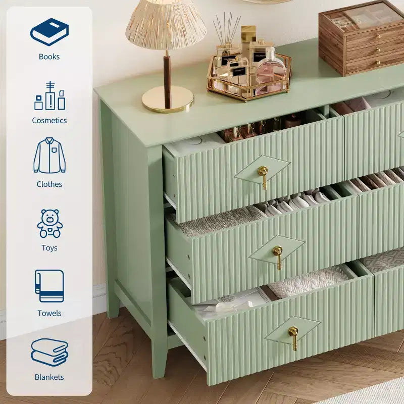 Commode à 6 tiroirs, commode de chambre moderne en bois avec tiroirs de rangement, meuble TV de style ferme pour salon, chambre à coucher, couloir