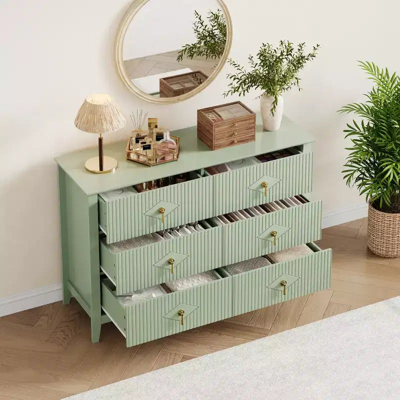 Commode à 6 tiroirs, commode de chambre moderne en bois avec tiroirs de rangement, meuble TV de style ferme pour salon, chambre à coucher, couloir