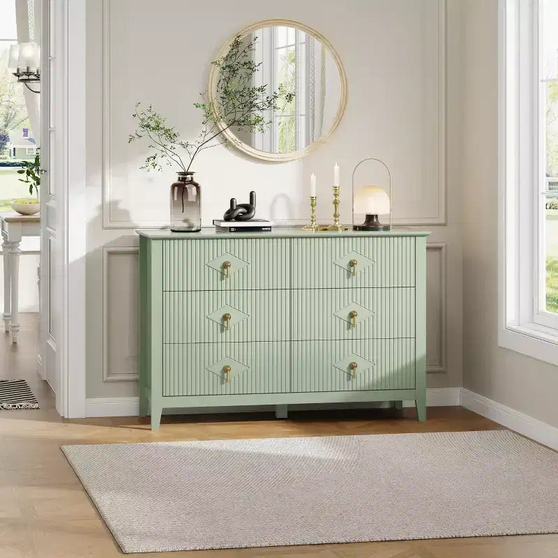 Commode à 6 tiroirs, commode de chambre moderne en bois avec tiroirs de rangement, meuble TV de style ferme pour salon, chambre à coucher, couloir
