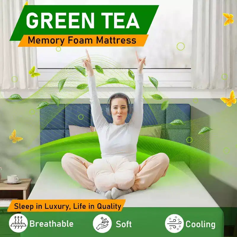 Matelas BestMassage en mousse à mémoire de forme au thé vert, 30,5 cm, gel rafraîchissant, fermeté moyenne