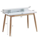 Okak Bureau en bois de style Mid-Century 43 pouces avec étagères, bureau d'écriture au design élégant, bureau d'ordinateur pour salon, chambre à coucher