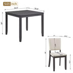 GDFStudio Amelia Ensemble de salle à manger carré 5 pièces avec 4 chaises rembourrées
