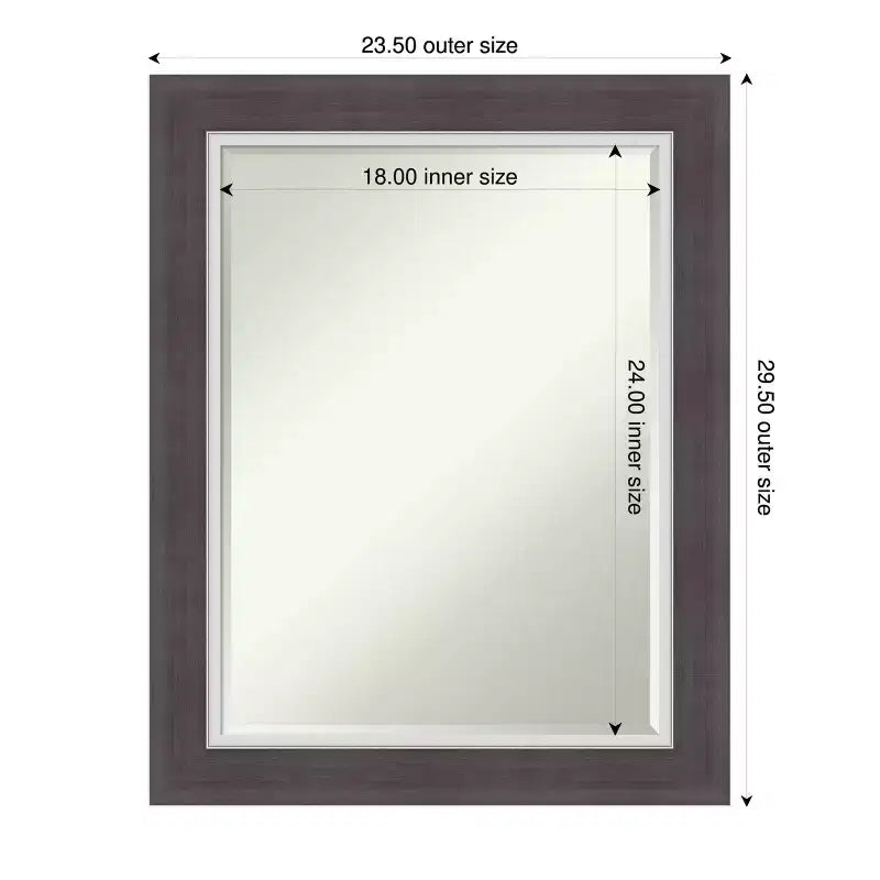 Miroir mural de salle de bain Amanti Art Ellie à cadre biseauté d'un demi-pouce