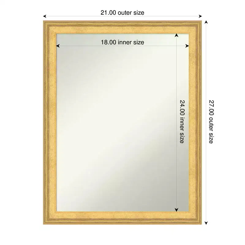 Miroir mural de salle de bain encadré en bois sans biseau Amanti Art Owen Gold