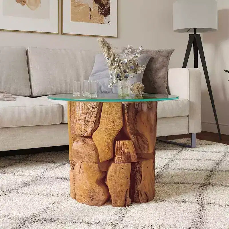 vidaXL Table basse en teck massif marron Bois flotté Table basse moyenne - Marron