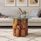 vidaXL Table basse en teck massif marron Bois flotté Table basse moyenne - Marron