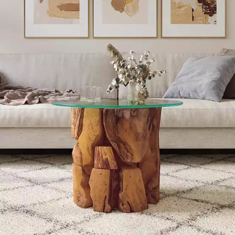 vidaXL Table basse en teck massif marron Bois flotté Table basse moyenne - Marron