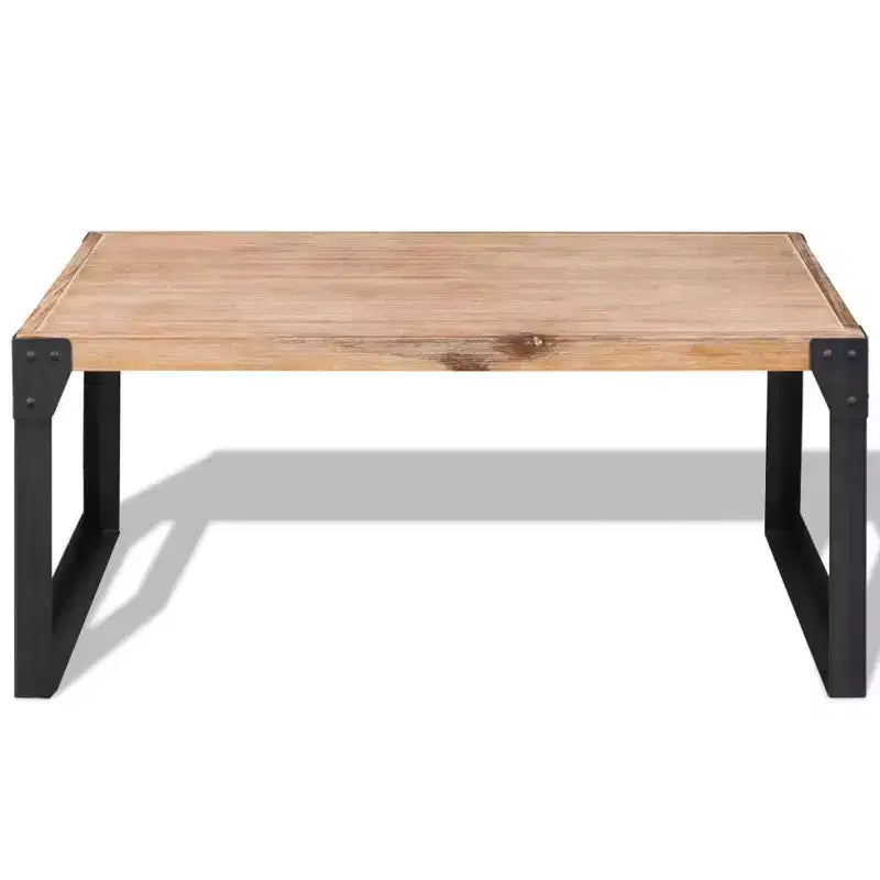vidaXL Table Basse en Bois d'Acacia Massif avec Pieds en Acier - Meuble Industriel Élégant et Durable, Marron et Noir