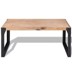 vidaXL Table Basse en Bois d'Acacia Massif avec Pieds en Acier - Meuble Industriel Élégant et Durable, Marron et Noir