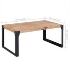 vidaXL Table Basse en Bois d'Acacia Massif avec Pieds en Acier - Meuble Industriel Élégant et Durable, Marron et Noir