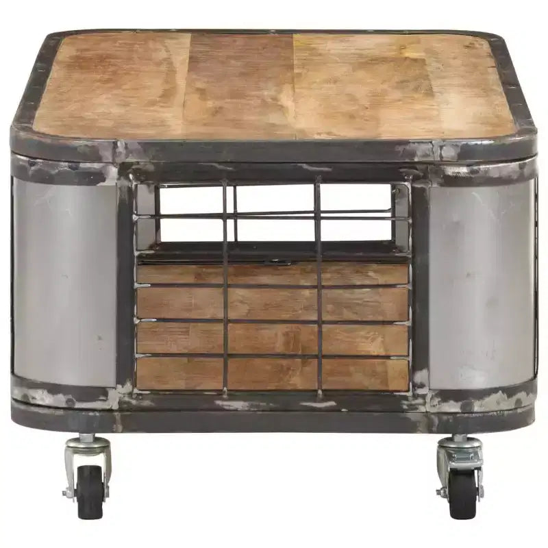 vidaXL Table Basse Table d'Appoint avec 4 Roulettes Bois Massif de Manguier 100 cm