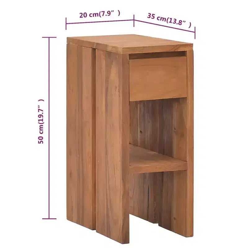 vidaXL Table de chevet Bois naturel Bois de teck massif Petite