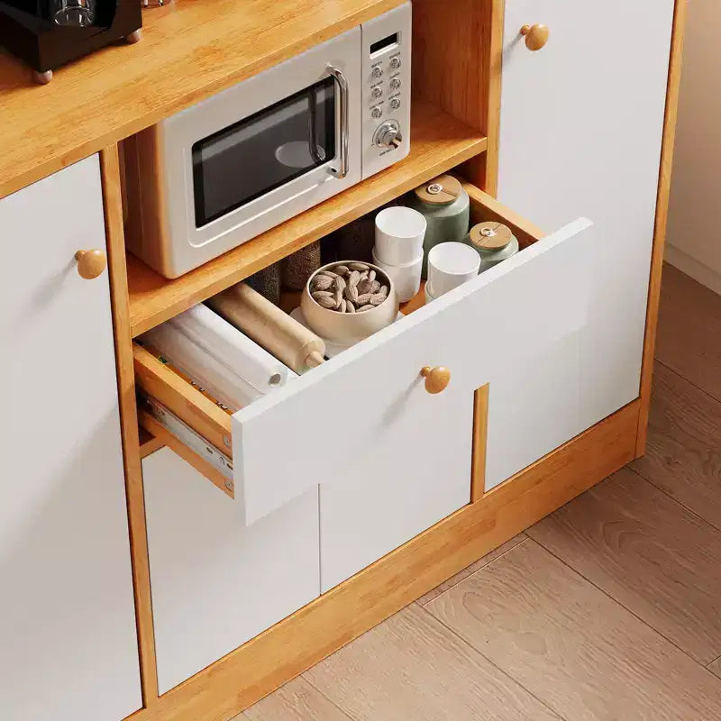 Buffet de cuisine en bois de style ferme avec tiroirs, grand garde-manger autonome avec étagères réglables pour entrée