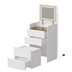 Famapy Coiffeuse blanche avec miroir LED, tiroirs et tabouret mobile, 3 modes d'éclairage, table de chevet pour enfants, bureau d'ordinateur, cadeau de Noël