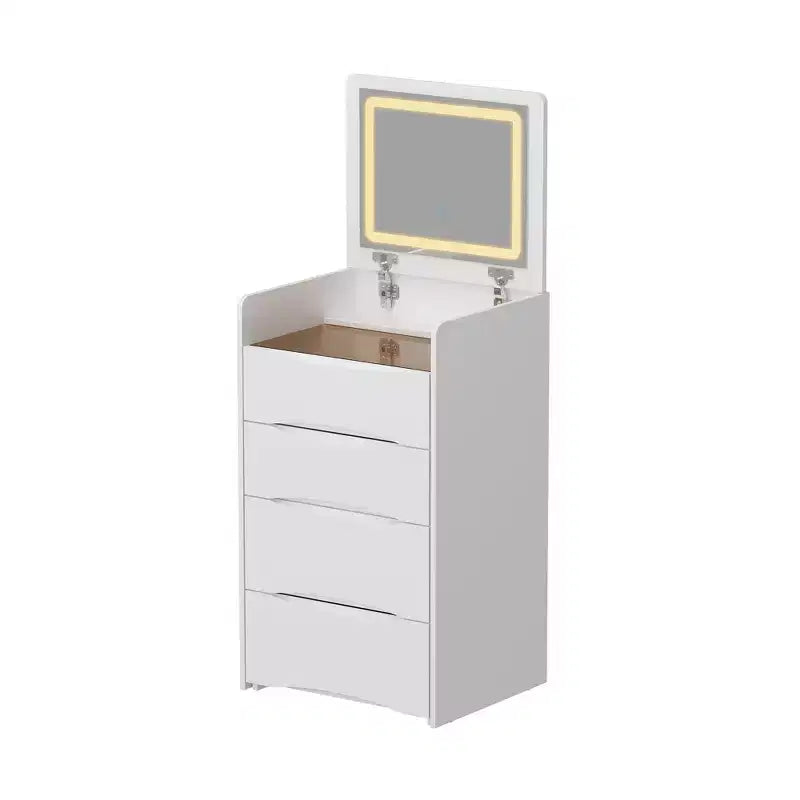 Famapy Coiffeuse blanche avec miroir LED, tiroirs et tabouret mobile, 3 modes d'éclairage, table de chevet pour enfants, bureau d'ordinateur, cadeau de Noël