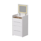 Famapy Coiffeuse blanche avec miroir LED, tiroirs et tabouret mobile, 3 modes d'éclairage, table de chevet pour enfants, bureau d'ordinateur, cadeau de Noël