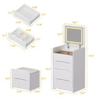 Famapy Coiffeuse blanche avec miroir LED, tiroirs et tabouret mobile, 3 modes d'éclairage, table de chevet pour enfants, bureau d'ordinateur, cadeau de Noël