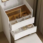 Famapy Coiffeuse blanche avec miroir LED, tiroirs et tabouret mobile, 3 modes d'éclairage, table de chevet pour enfants, bureau d'ordinateur, cadeau de Noël