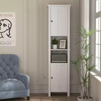 MAYEERTY Meuble de Rangement au Sol pour Salle de Bain avec 2 Portes et 6 Étagères, Armoire en Bois Multifonctionnelle pour Salon Salle de Bain