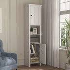MAYEERTY Meuble de Rangement au Sol pour Salle de Bain avec 2 Portes et 6 Étagères, Armoire en Bois Multifonctionnelle pour Salon Salle de Bain