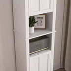 MAYEERTY Meuble de Rangement au Sol pour Salle de Bain avec 2 Portes et 6 Étagères, Armoire en Bois Multifonctionnelle pour Salon Salle de Bain