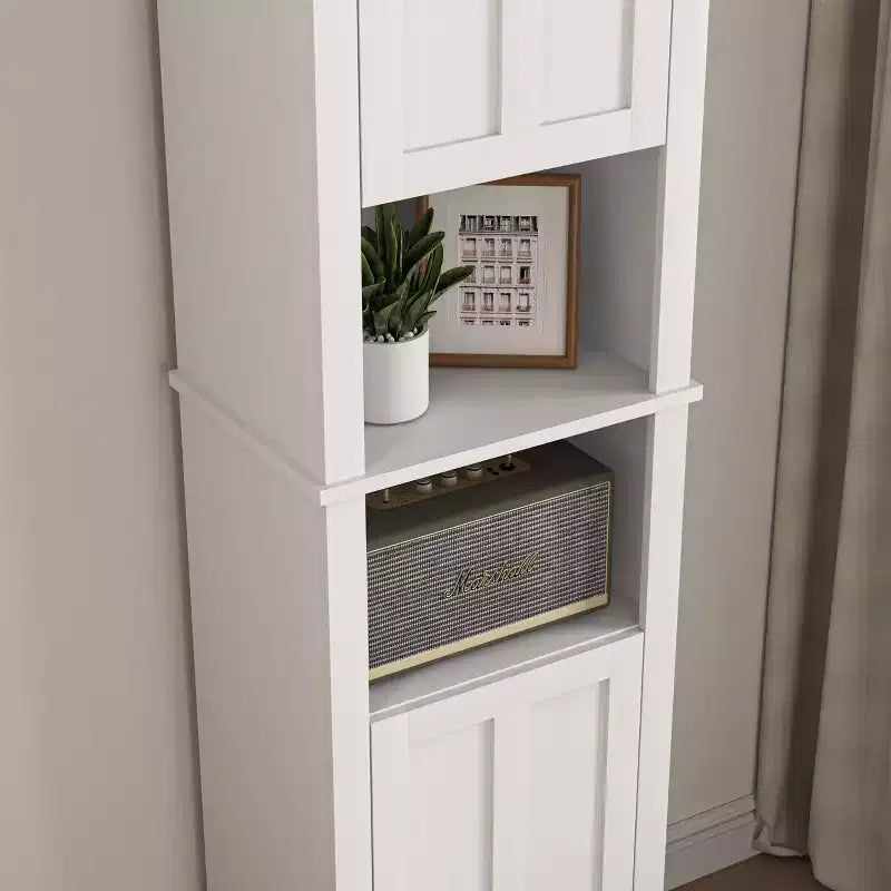MAYEERTY Meuble de Rangement au Sol pour Salle de Bain avec 2 Portes et 6 Étagères, Armoire en Bois Multifonctionnelle pour Salon Salle de Bain