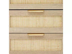 Table de chevet en rotin, Table de chevet bohème avec 3 tiroirs en rotin naturel, Table de chevet avec pieds en bois robustes, Table d'appoint moderne avec tiroirs de rangement