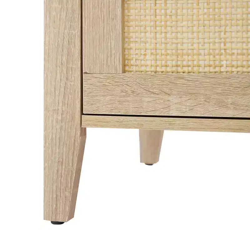 Table de chevet en rotin, Table de chevet bohème avec 3 tiroirs en rotin naturel, Table de chevet avec pieds en bois robustes, Table d'appoint moderne avec tiroirs de rangement