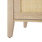 Table de chevet en rotin, Table de chevet bohème avec 3 tiroirs en rotin naturel, Table de chevet avec pieds en bois robustes, Table d'appoint moderne avec tiroirs de rangement