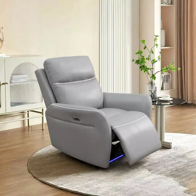 MAYEERTY Fauteuil inclinable électrique, Fauteuil relax électrique avec port de charge USB, Dossier réglable pour salon, Gris clair