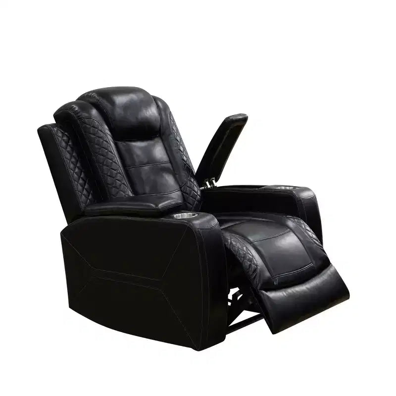 Fauteuil inclinable électrique MAYEERTY, en cuir respirant avec port de chargement USB, dossier réglable pour salon, noir