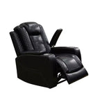 Fauteuil inclinable électrique MAYEERTY, en cuir respirant avec port de chargement USB, dossier réglable pour salon, noir