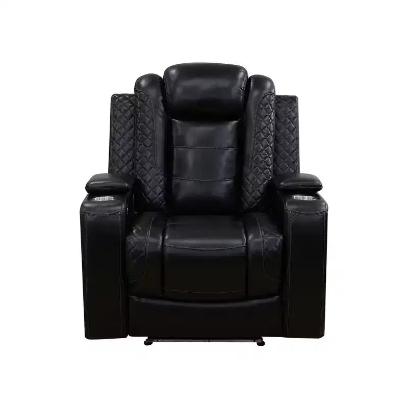 Fauteuil inclinable électrique MAYEERTY, en cuir respirant avec port de chargement USB, dossier réglable pour salon, noir