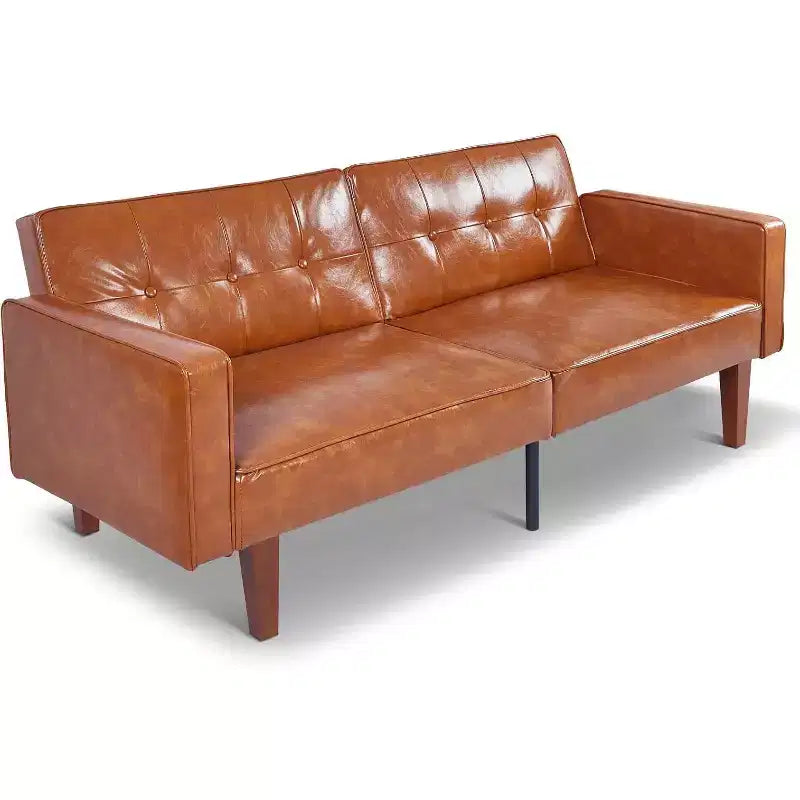 Canapé-lit convertible Zevemomo avec dossier réglable, fonctions de fauteuil inclinable et de causeuse, coussins en mousse et à ressorts, marron