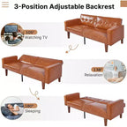 Canapé-lit convertible Zevemomo avec dossier réglable, fonctions de fauteuil inclinable et de causeuse, coussins en mousse et à ressorts, marron