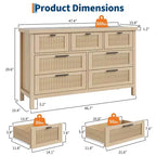 Commode de rangement encastrée pour chambre à coucher, 120 cm, avec 7 tiroirs, grand organiseur de vêtements, pour chambre, chambre d'enfant, salon, couloir, meuble TV