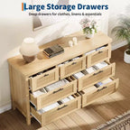 Commode de rangement encastrée pour chambre à coucher, 120 cm, avec 7 tiroirs, grand organiseur de vêtements, pour chambre, chambre d'enfant, salon, couloir, meuble TV