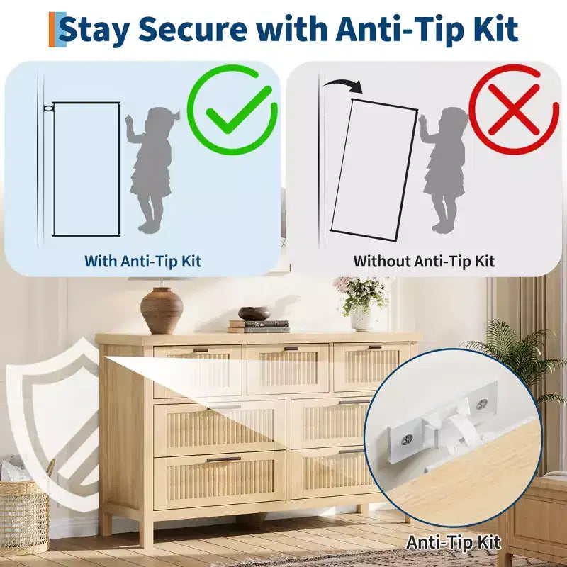 Commode de rangement encastrée pour chambre à coucher, 120 cm, avec 7 tiroirs, grand organiseur de vêtements, pour chambre, chambre d'enfant, salon, couloir, meuble TV