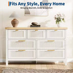 Commode de rangement encastrée pour chambre à coucher, 120 cm, avec 7 tiroirs, grand organiseur de vêtements, pour chambre, chambre d'enfant, salon, couloir, meuble TV