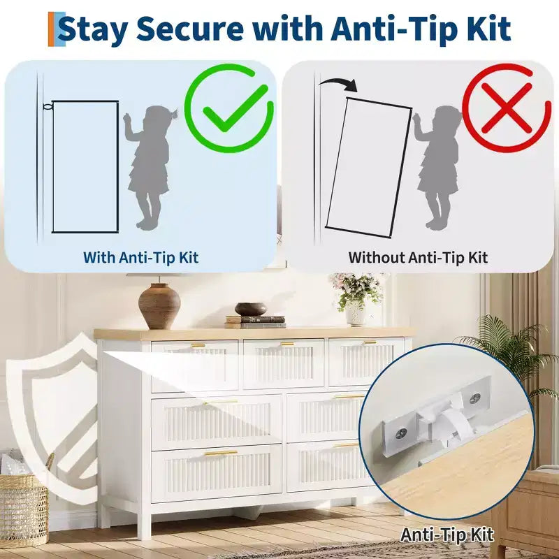 Commode de rangement encastrée pour chambre à coucher, 120 cm, avec 7 tiroirs, grand organiseur de vêtements, pour chambre, chambre d'enfant, salon, couloir, meuble TV