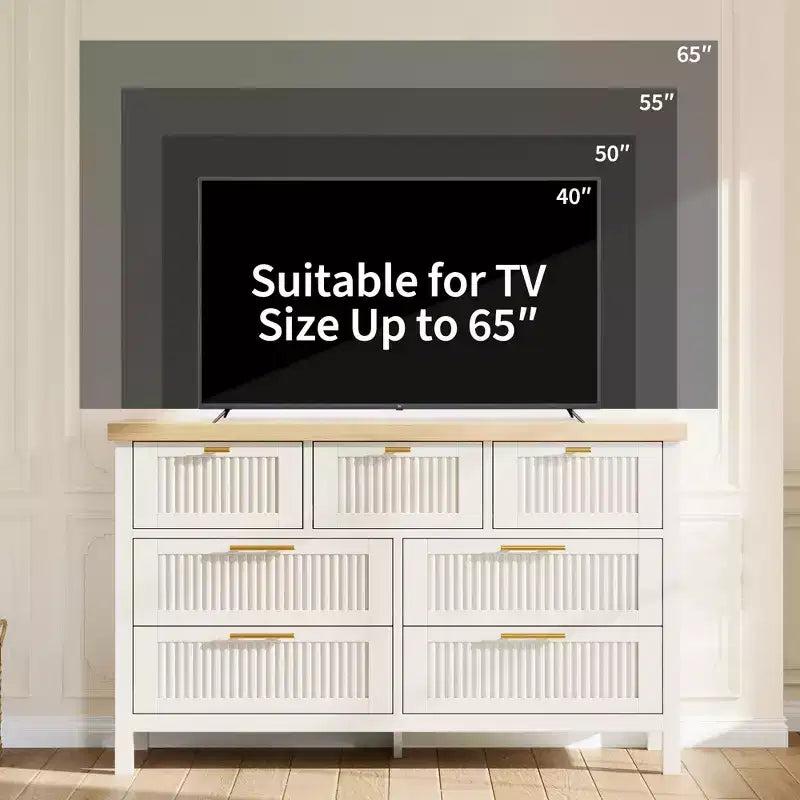 Commode de rangement encastrée pour chambre à coucher, 120 cm, avec 7 tiroirs, grand organiseur de vêtements, pour chambre, chambre d'enfant, salon, couloir, meuble TV