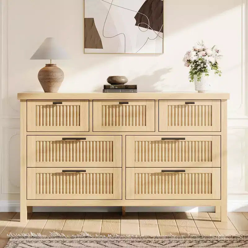 Commode de rangement encastrée pour chambre à coucher, 120 cm, avec 7 tiroirs, grand organiseur de vêtements, pour chambre, chambre d'enfant, salon, couloir, meuble TV