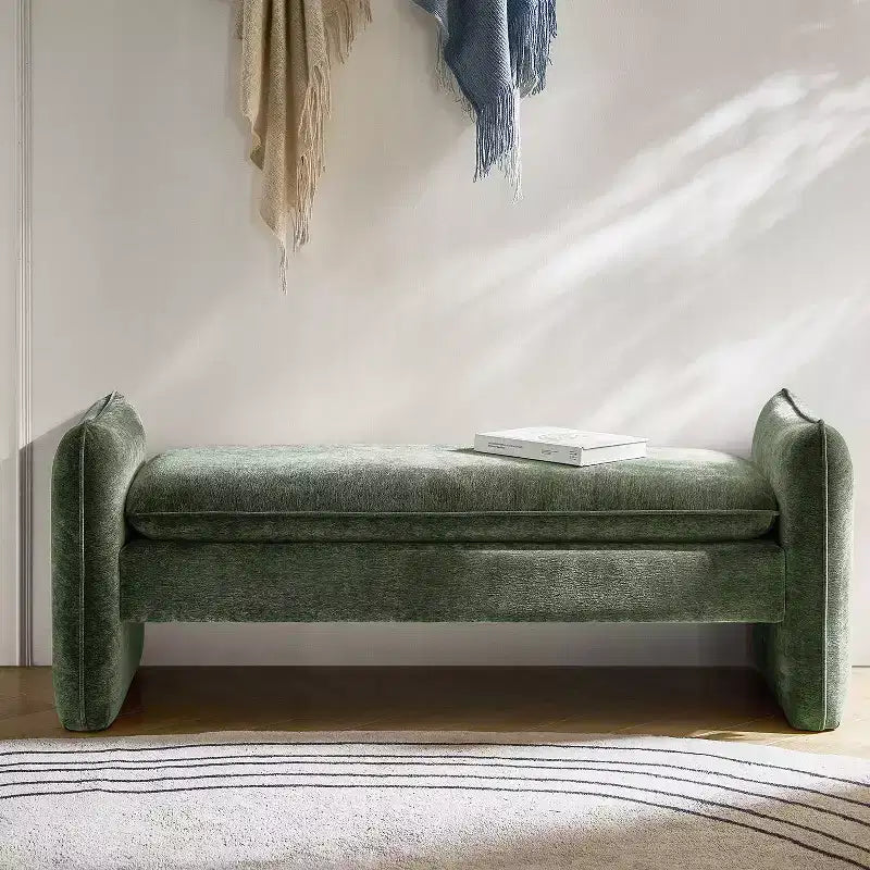 Banc rembourré en tissu chenille moderne Donna|ARTFUL LIVING DESIGN