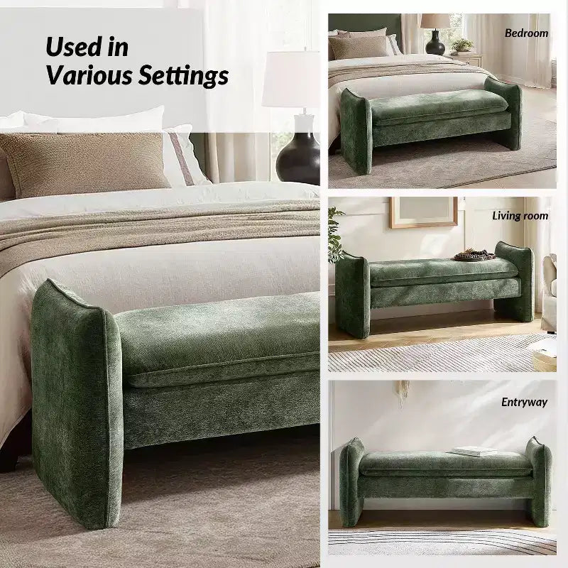 Banc rembourré en tissu chenille moderne Donna|ARTFUL LIVING DESIGN