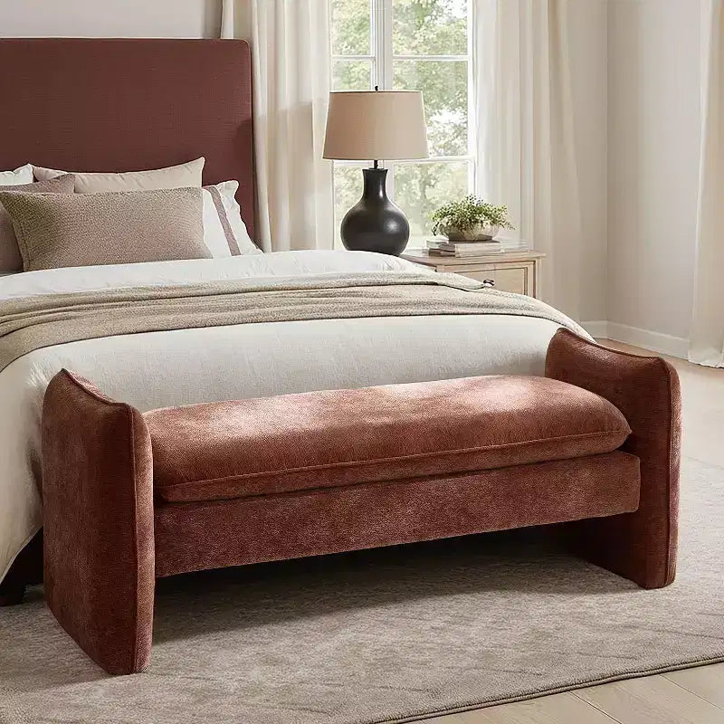 Banc rembourré en tissu chenille moderne Donna|ARTFUL LIVING DESIGN