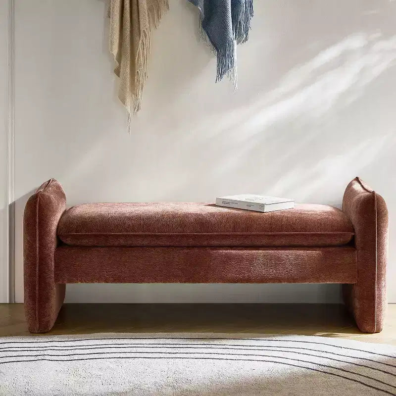 Banc rembourré en tissu chenille moderne Donna|ARTFUL LIVING DESIGN
