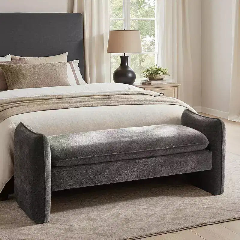Banc rembourré en tissu chenille moderne Donna|ARTFUL LIVING DESIGN