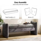 Banc rembourré en tissu chenille moderne Donna|ARTFUL LIVING DESIGN