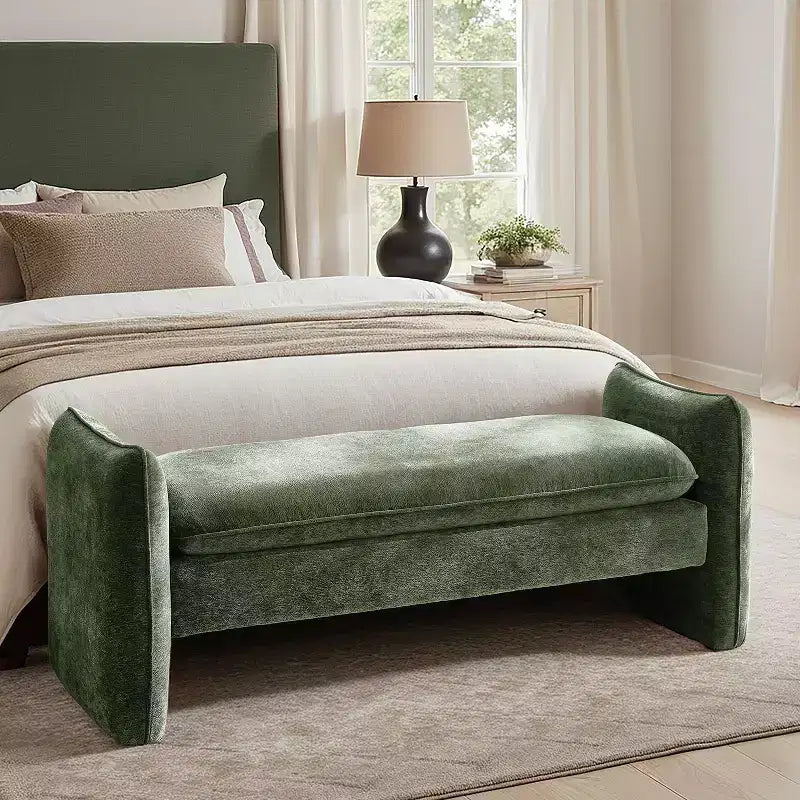 Banc rembourré en tissu chenille moderne Donna|ARTFUL LIVING DESIGN
