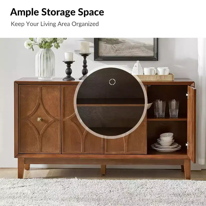 Elvira buffet de 152 cm avec étagères réglables|ARTFUL LIVING DESIGNS-Noyer